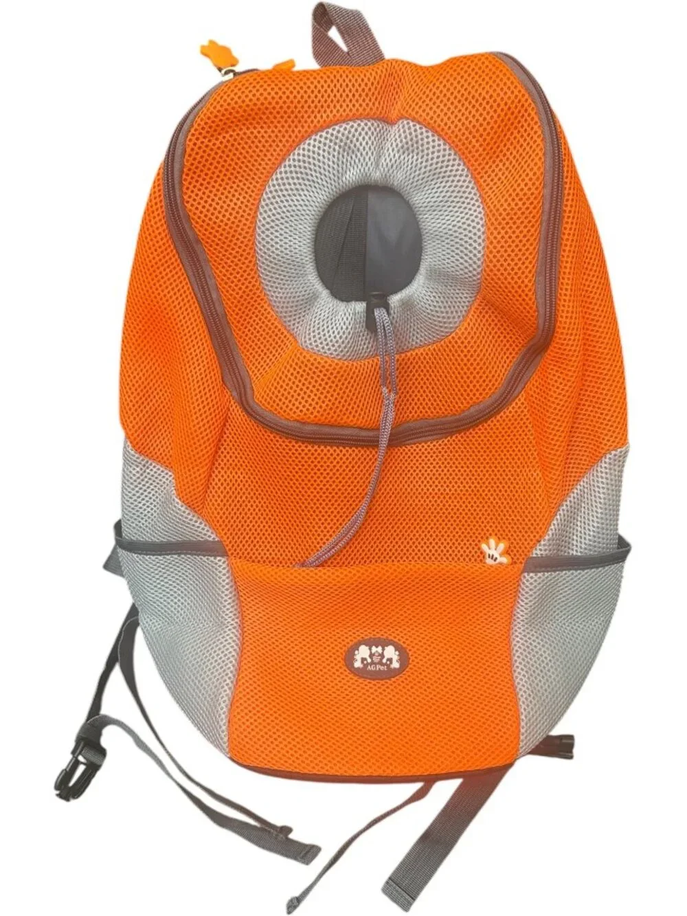 AGPet Pet Carrier Backpack Orange/Gray Mesh Size XL – Brand New With Tags